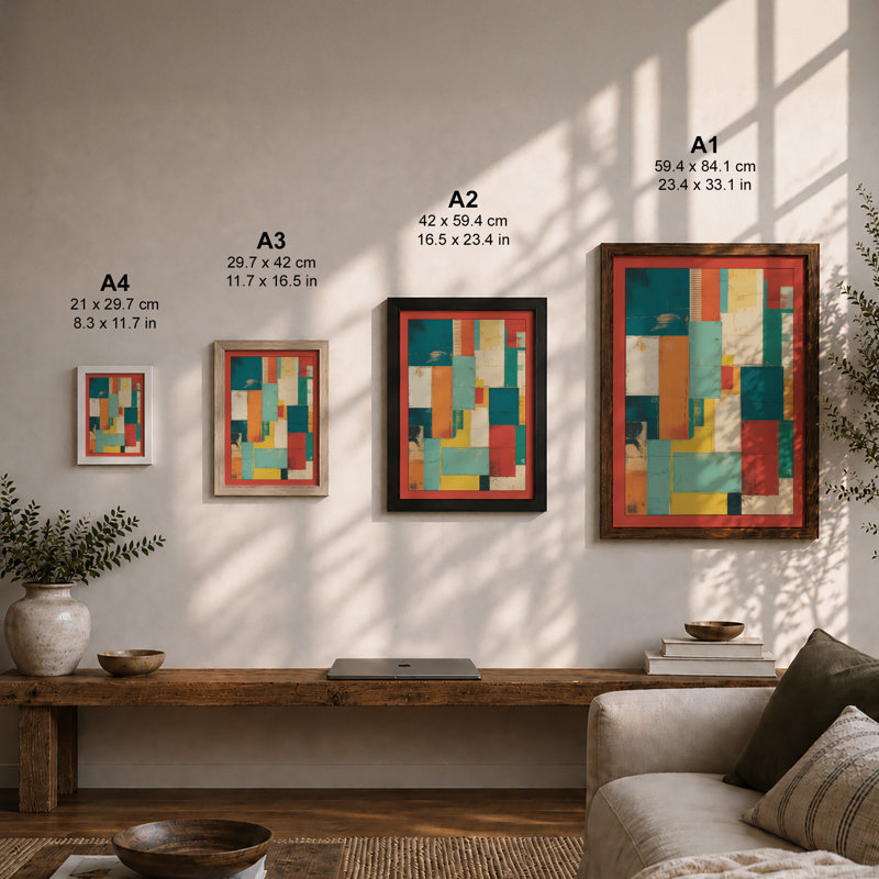 Colour Balance Mid-Century - Framed Print, Unframed, A4 - 29.7 x 21.0 cm