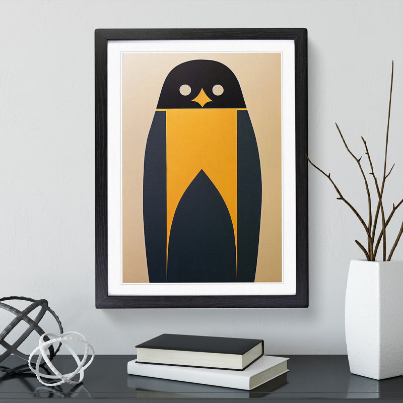 Penguin Abstract Art No.5 - Wall Art, White, Black Frame, 64cm H x 46cm W