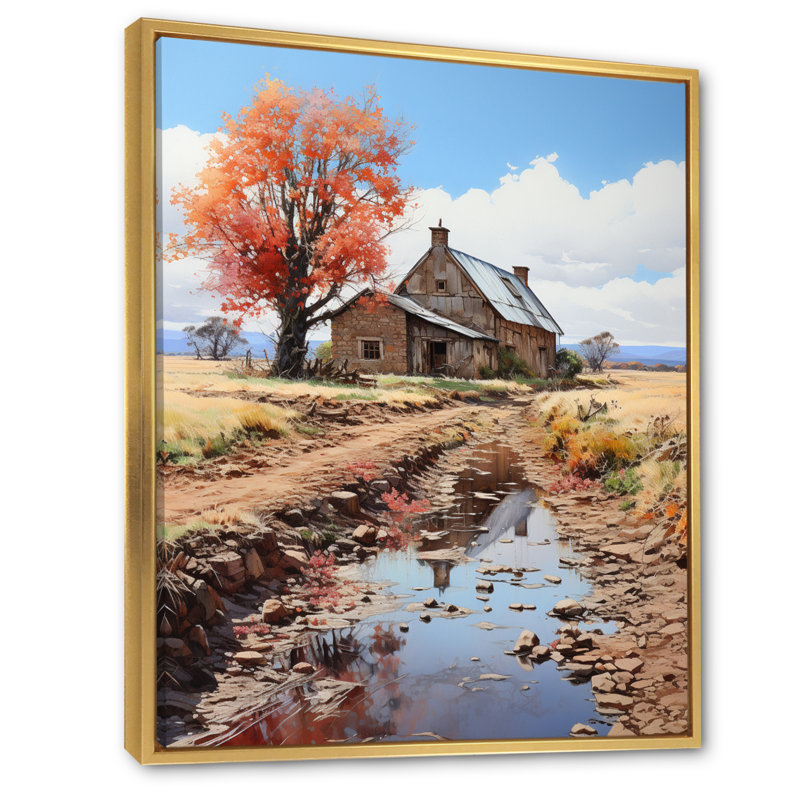 Farmhouse Dreams - Landscape & Nature, reproduction d'art sur toile, H 40 po x l 30 po x P 1,5 po, Cadre flottant doré