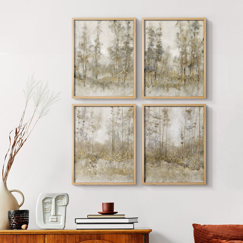 Thicket of Trees I Framed Print - Set of 4, Black, 20" H x 16" W