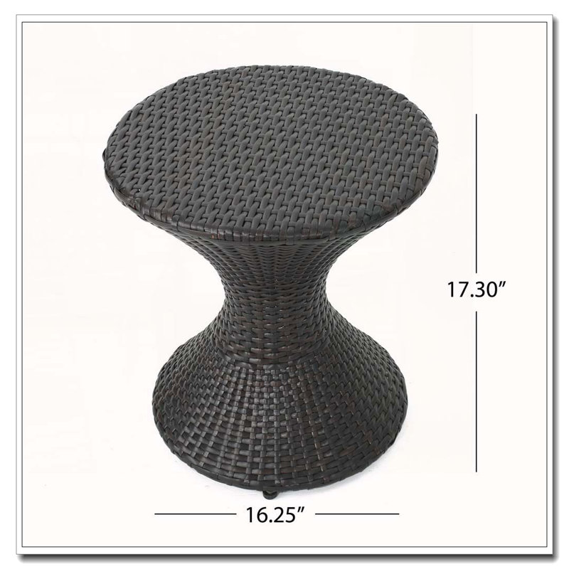 16-inch Multi-brown Wicker Hourgla Side Table