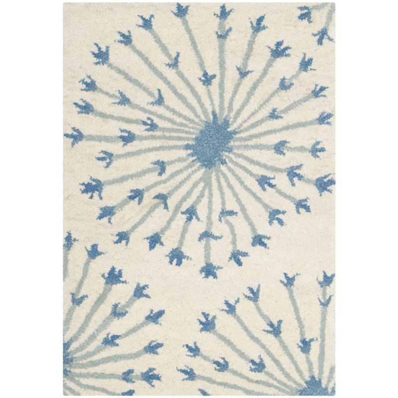 Tapis beige / bleu en laine touffeté à la main Mccullough, Rectangle 5 pi x 8 pi