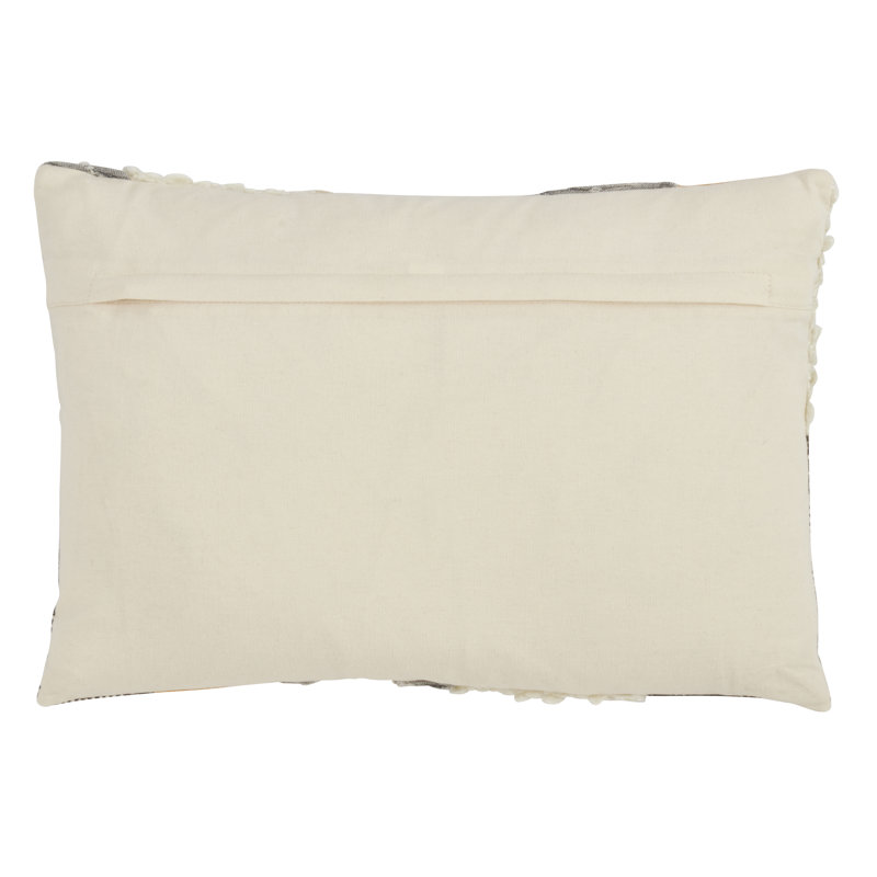 Multicolor Boucle Yarn Appliqué Rectangular Throw Pillow with Down Filling