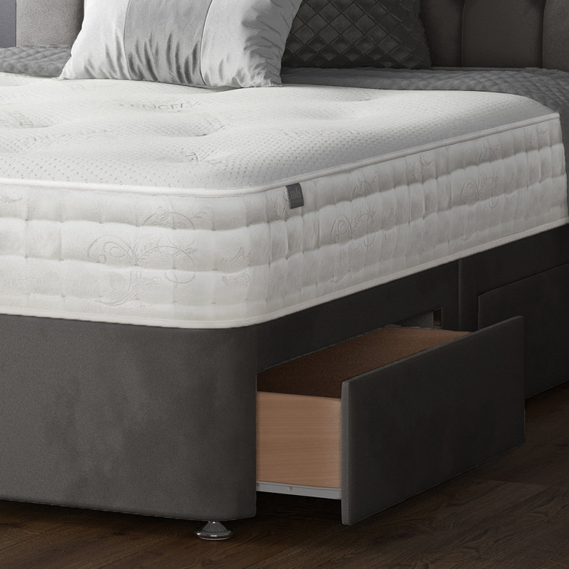 Fales Divan Bed Base, Grey, 2 Right Drawers, Single (3')