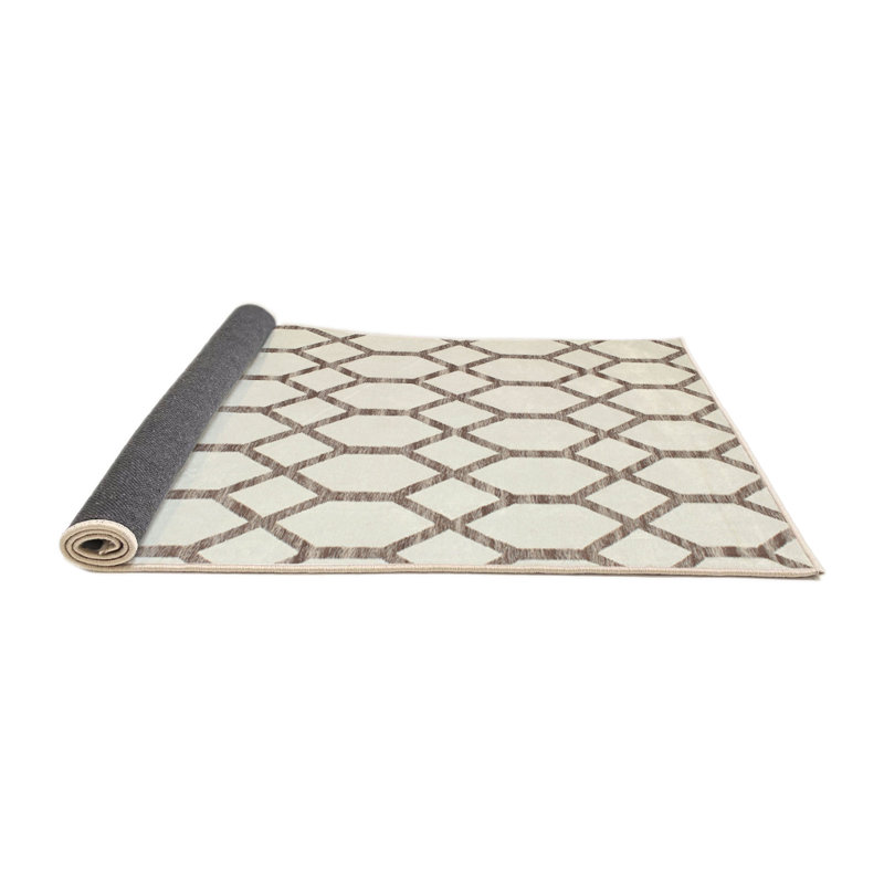 Tapis contemporain ivoire / brun, Rectangle 5 pi x 7 pi
