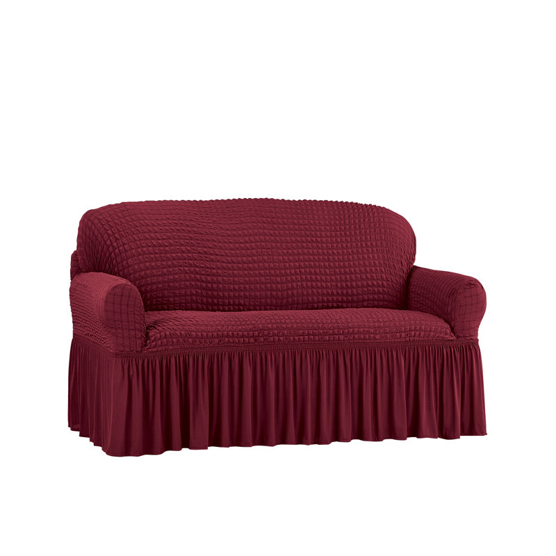 Housse pour canapé à coussins carrés texturés, Bourgogne, 2.36" H x 70"W x 70"D