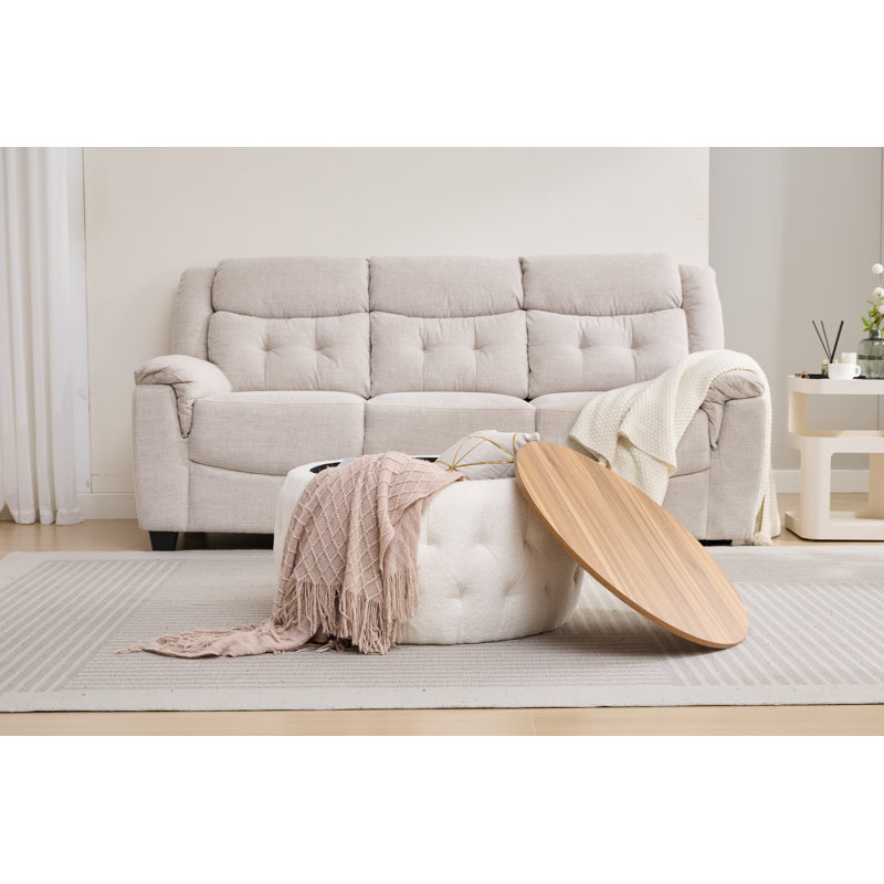 Table basse rembourrée Yesmi, Brun / Blanc
