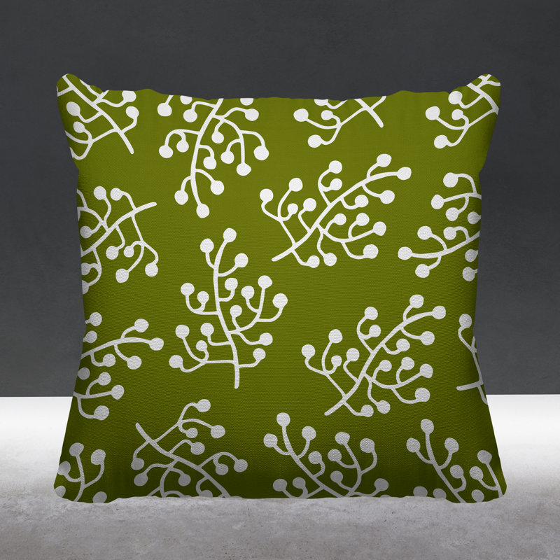 Coussin intérieur / extérieur Charis Wild Flower, 15 po x 15 po, Chartreuse, Carré