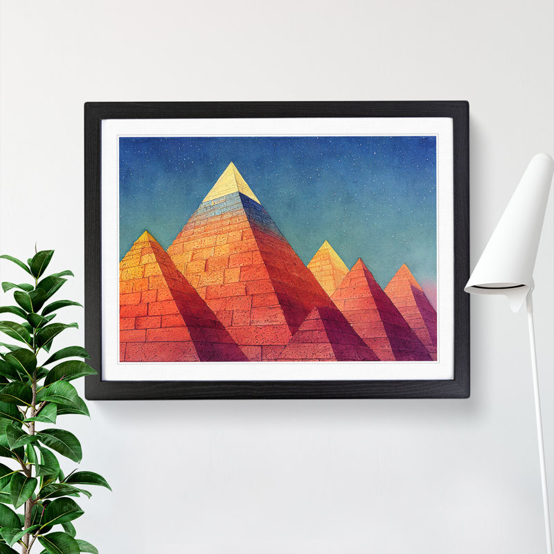 Pyramids - Framed Print, 46cm H x 64cm W, Black Framed
