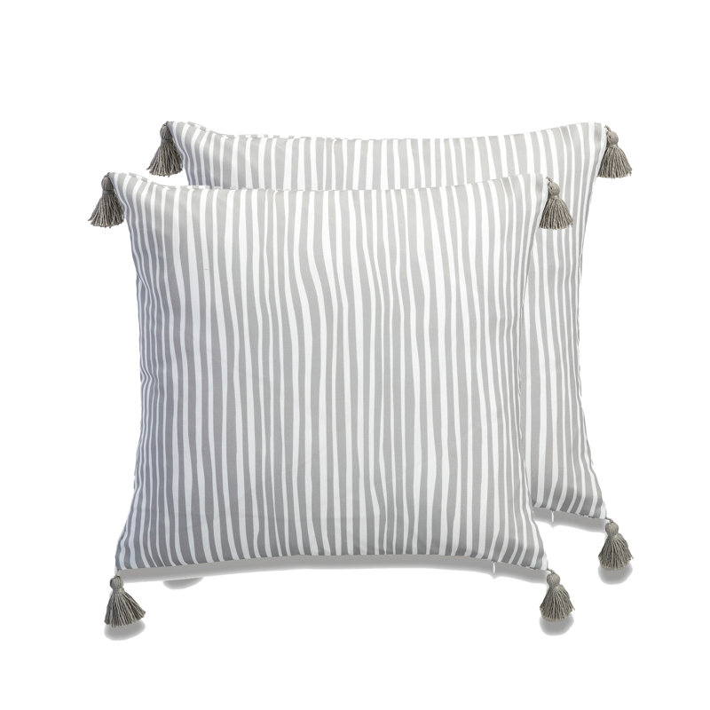 My Cottage Living Outdoor Throw Square Pillow Cover & Insert, Gray, Polyester