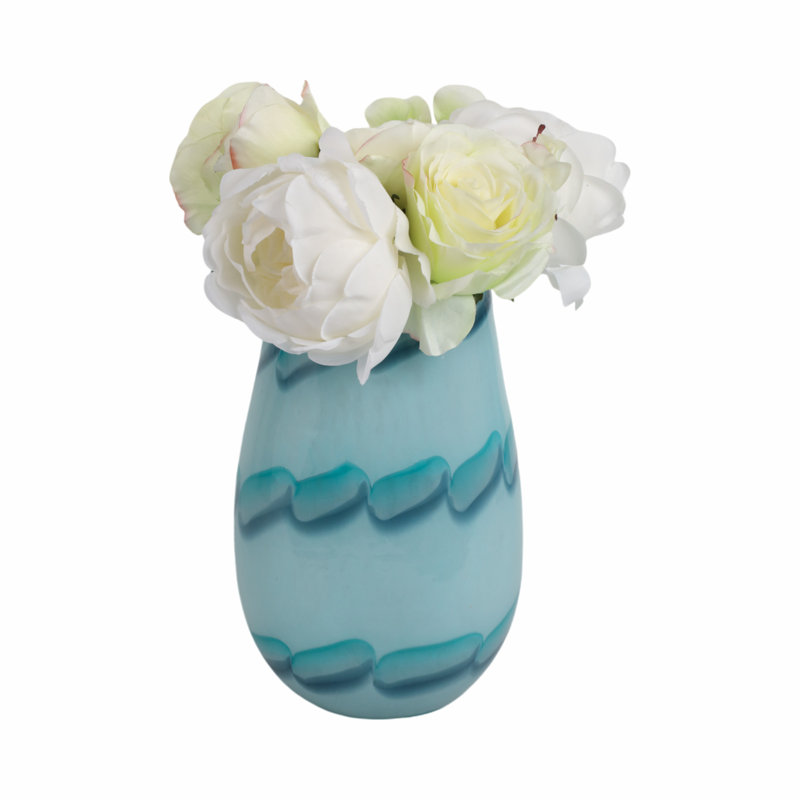 Handmade Glass Table Vase, 9" H x 6" W x 5" D