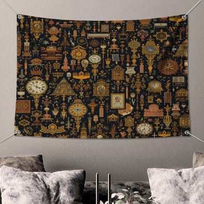 Vintage Clocks And Ornaments Wall Tapestry - Decor