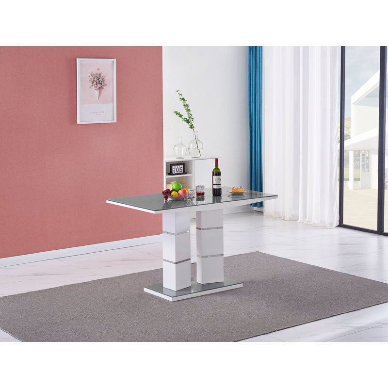 4 - Person Dining Set, Black, Grey/White