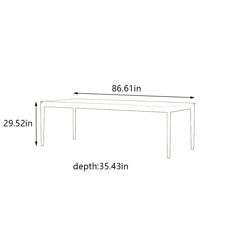 Vilnis, H 29,52 po x L 86,61 po x l 35,43 po