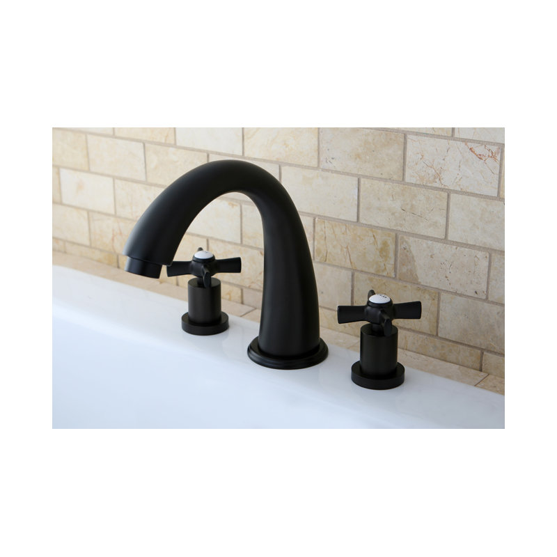 Kingston Brass Millennium Two-Handle 3-Hole Deck Mount Roman Tub Faucet, Oil Rubbed Bronze