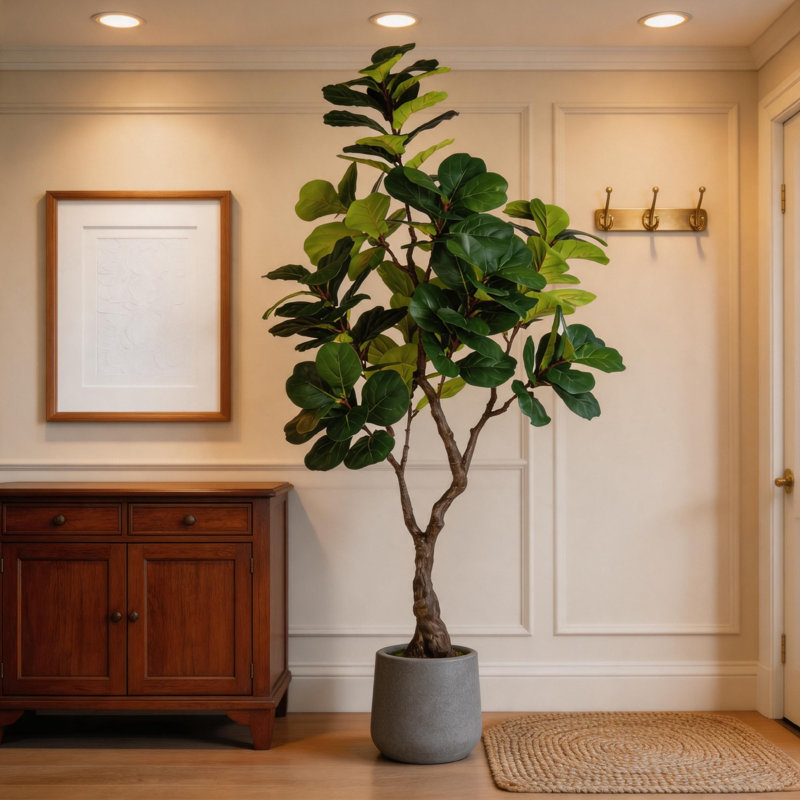 Figuier artificiel 6 pi 6 pi, plante artificielle avec pot décoratif blanc et mousse réaliste, plante d'intérieur pour le bureau
