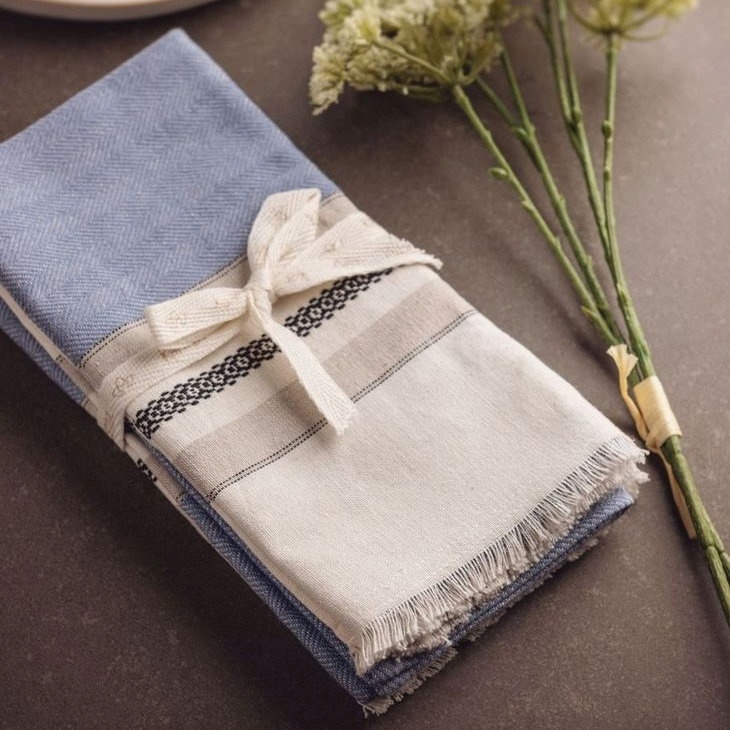LISBON DINNER NAPKINS CHARCOAL, Blue