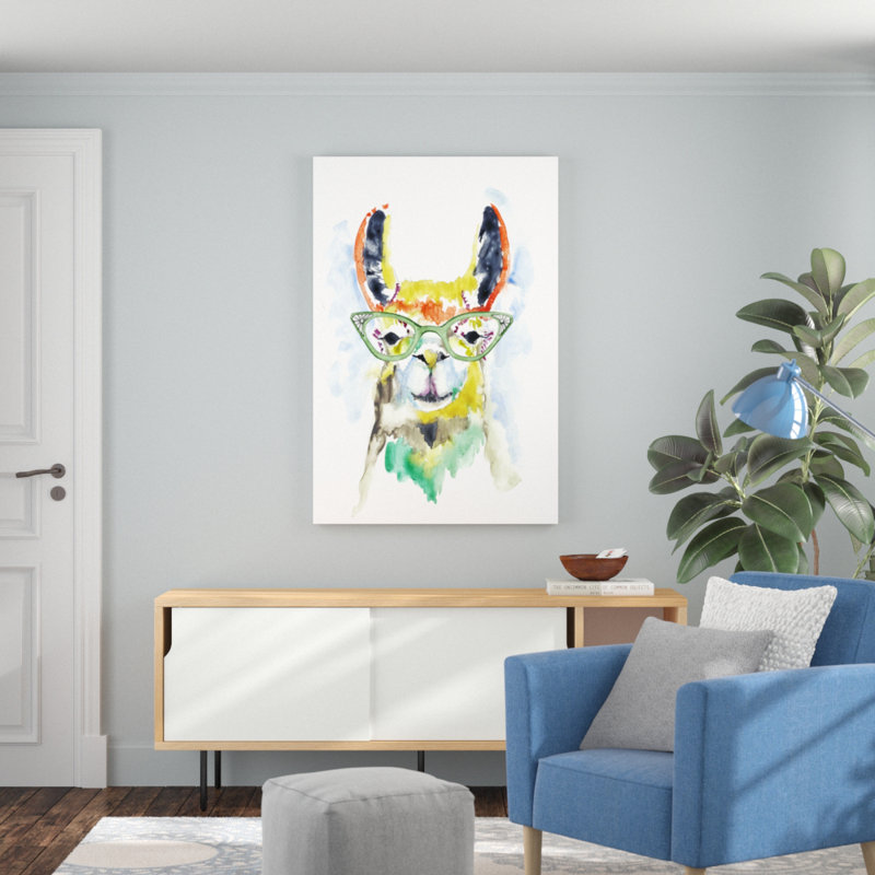 «Smarty-Pants Llama», peinture sur toile, H 48 po x l 32 po