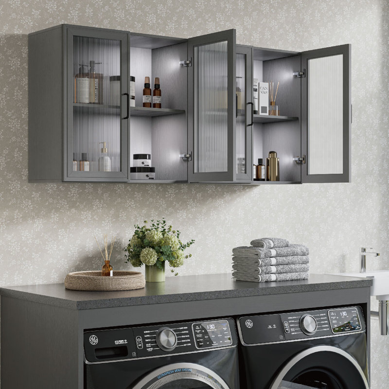Armoire murale 48 po 4 portes, Gris