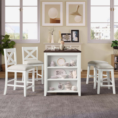 Auddie Bar Table Set With 2 Stools And 2 Chairs