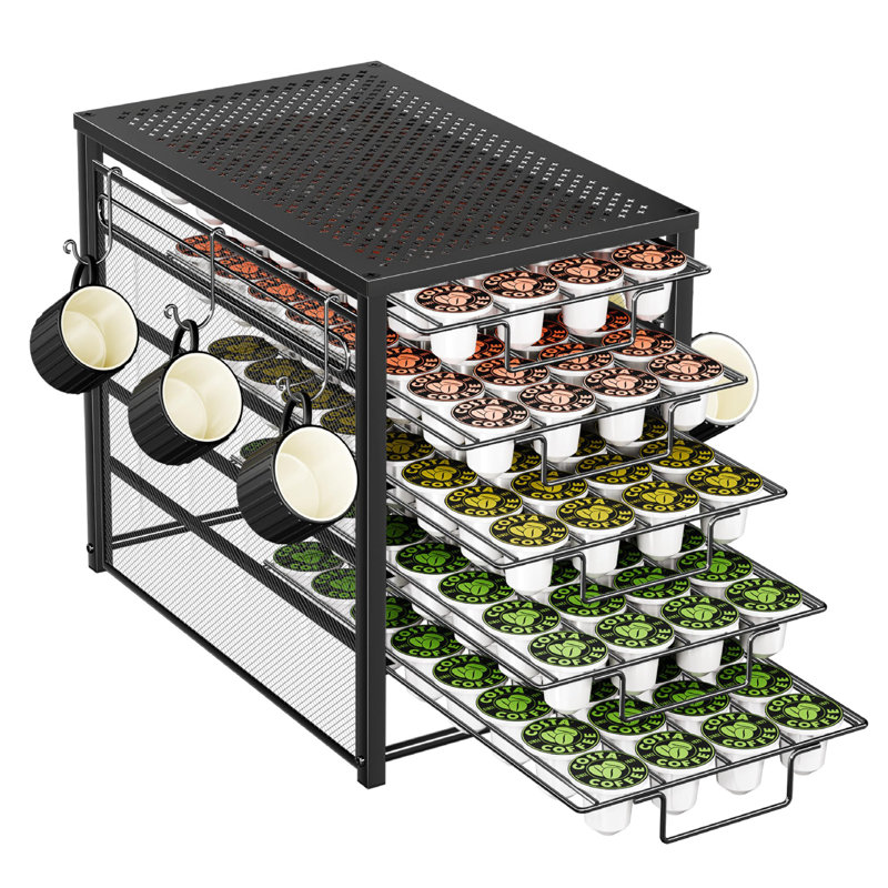 Porte-dosette à 5 niveaux pour K Cup, capacité de 160 dosettes, métal, noir