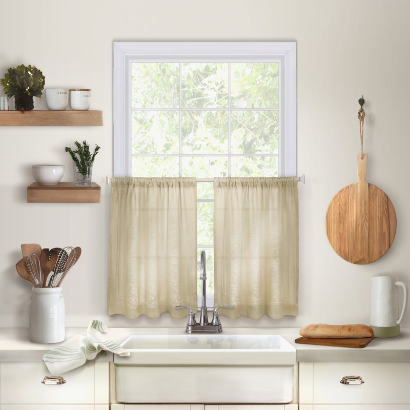Reade Tailored Cafe Curtain, Linen, 36" H x 30" W