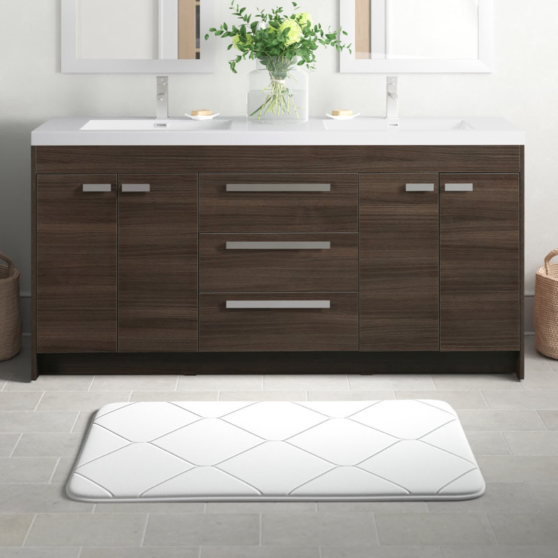 Wauconda 72.6" W x 19.62" D x 36" H Double Bathroom Vanity, White, 72"