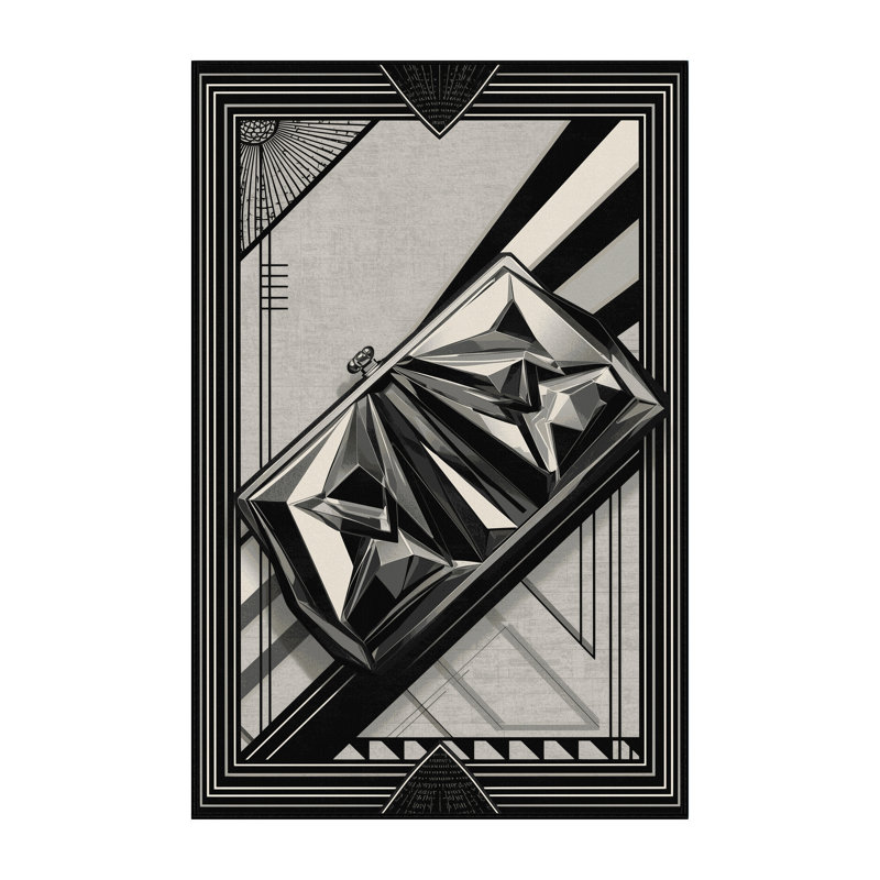 Tapis art déco lavable à la machine gris Benson, 8 x 12