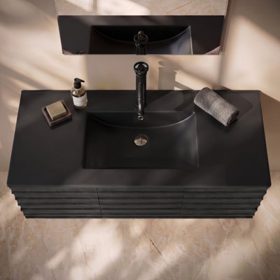 Comptoir de meuble-lavabo 48 po en noir mat