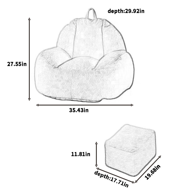 Lazy and minimalist bean bag sofa, 27.55" H x 35.43" W x 29.92" D