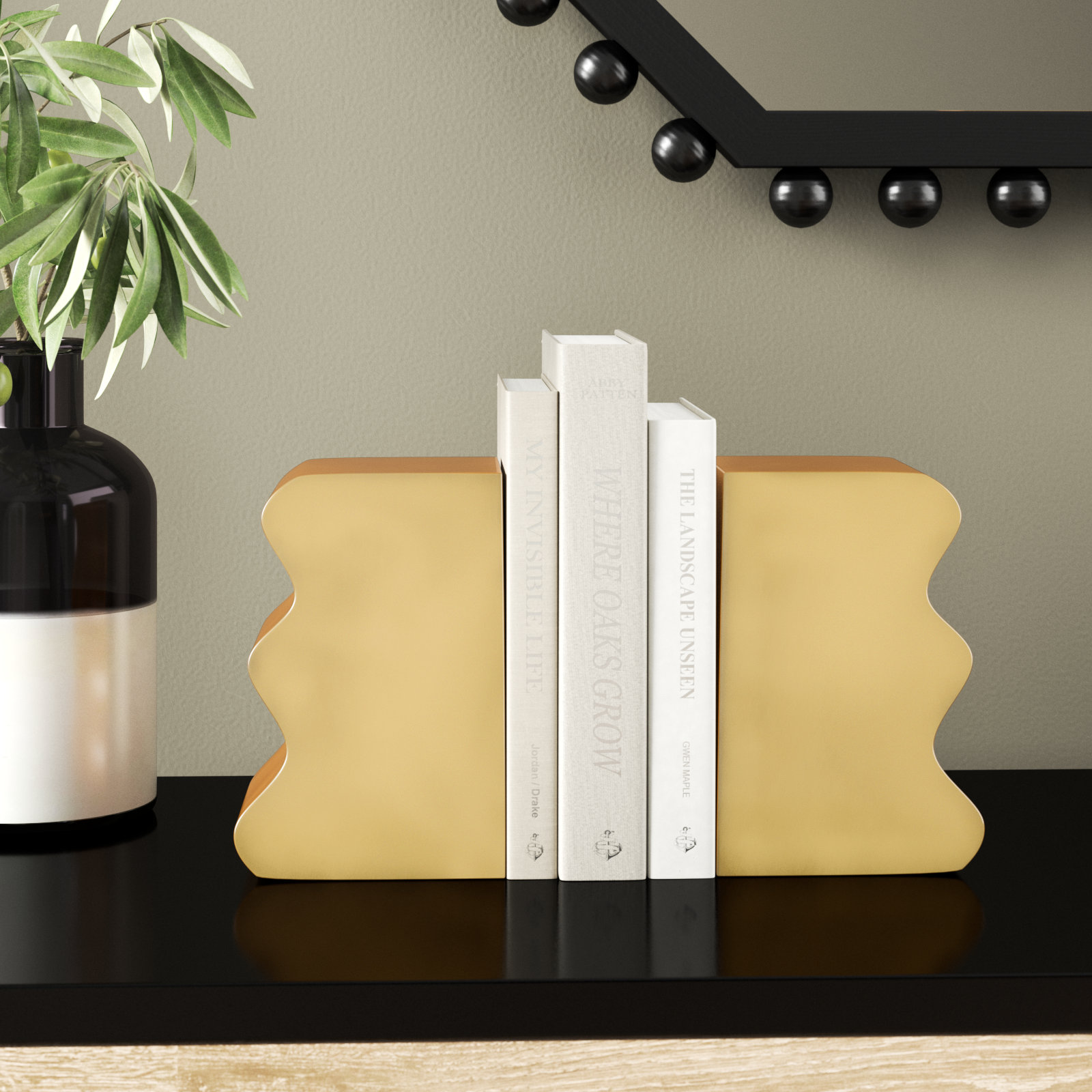 Moresby Aluminum Non-Skid Bookends, Gold