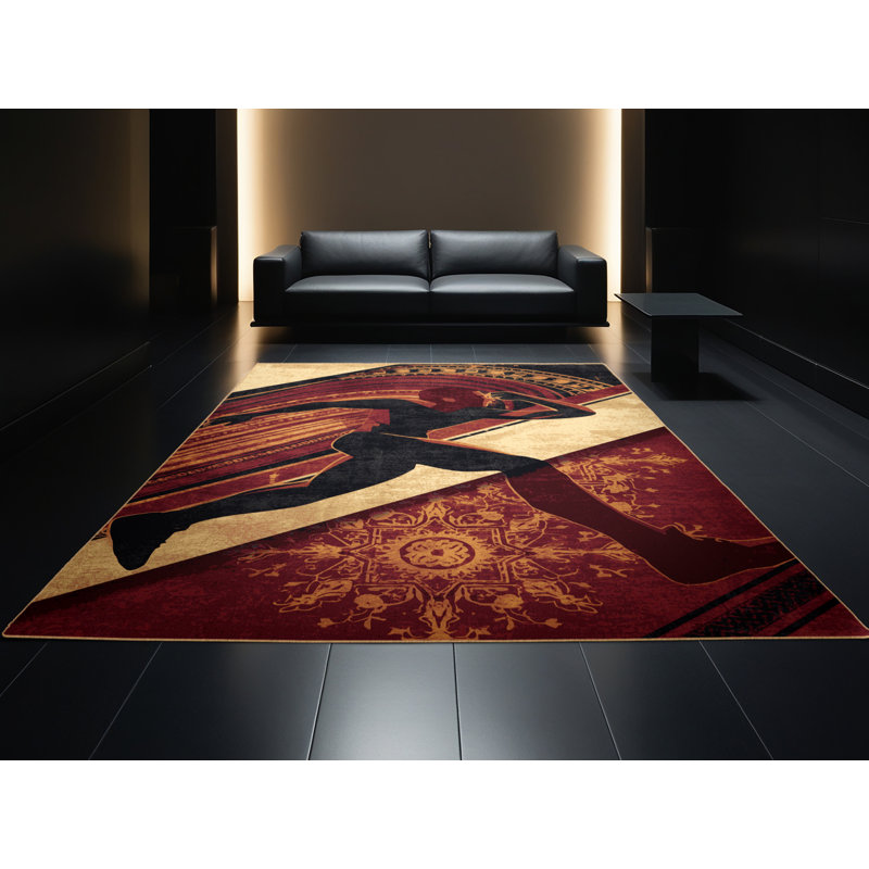 Machine Washable Bracondale Discus Throw Classic Oriental Rug in Brown – LightBrown Binding, 8x10