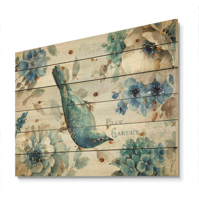 Indigold Bird Cottage Family V - impression campagnarde sur bois de pin naturel