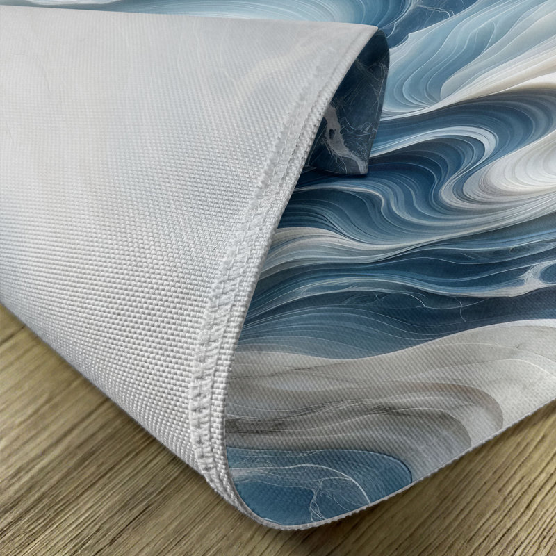 Polyester Sky Blue And Off White Rectangle Placemat