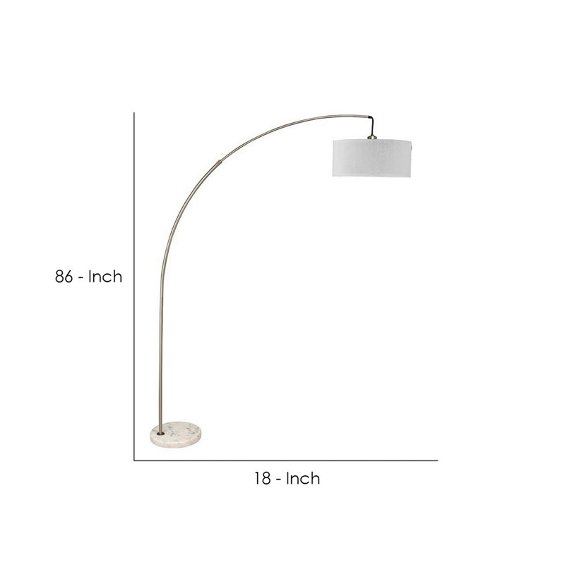 Lampe sur pied arquée 86 po Tynise, Blanc, Argent