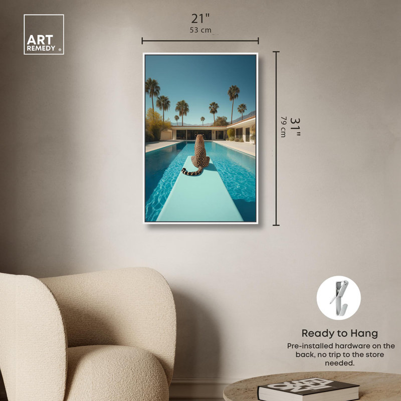 Art, art moderne, toile de tigre moderne, H 31 po x l 21 po, Cadre flottant blanc