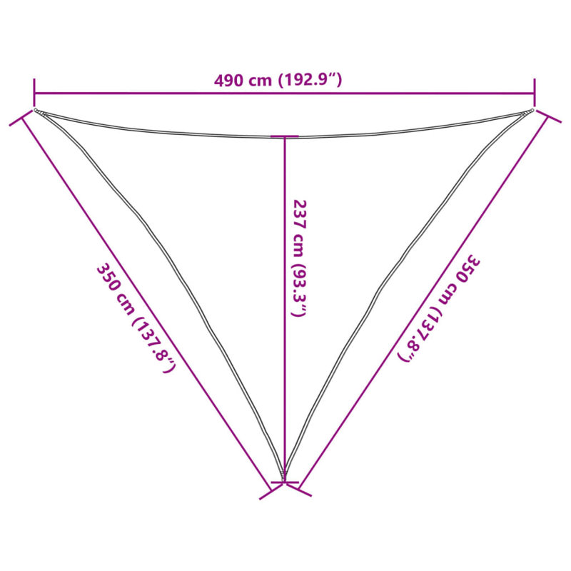  Sunshade Sail 160 G/M² Triangular Light Grey 3.5X3.5X4.9 M HDPE