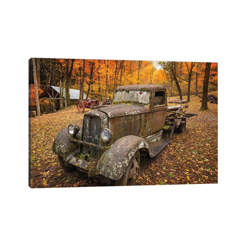 Old Car In The Autumn Forest by Jonathan Ross Photography - Wrapped Canvas Print, 101.6 cm H x 66.04 cm W x 1.91 cm D