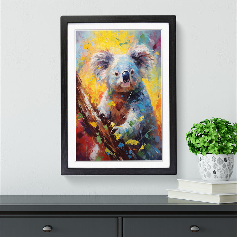 Koala Bear Impressionism - Framed Print, Black, 34cm H x 25cm W x 2cm D