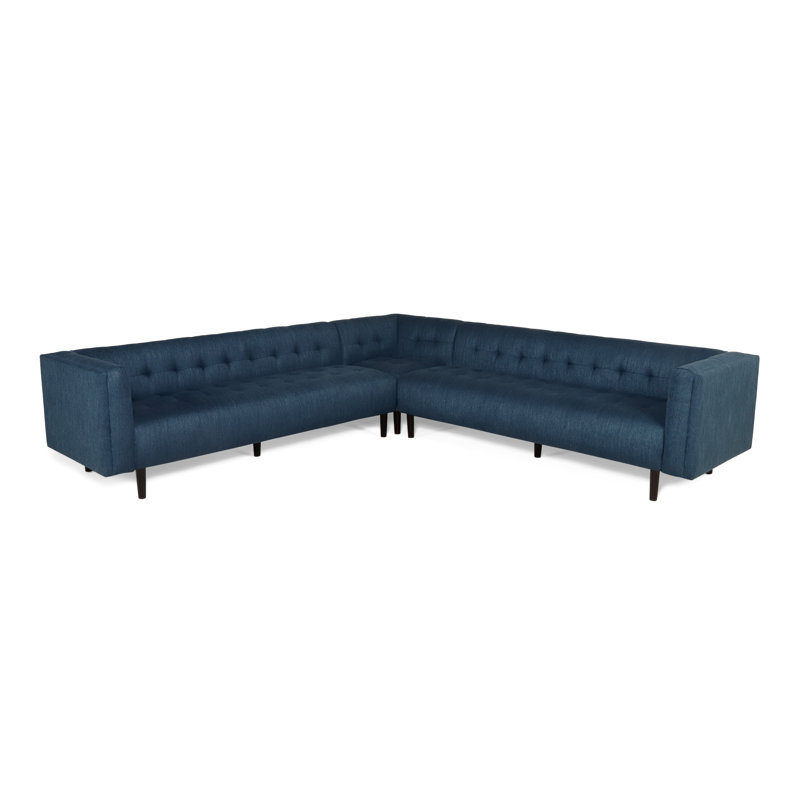 Upholstered L-Shaped Sectional Symmetrical, Navy Blue