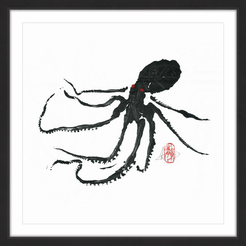 « ursula-black octopus », reproduction d’art encadrée, H 12 po x l 12 po x P 1,5 po
