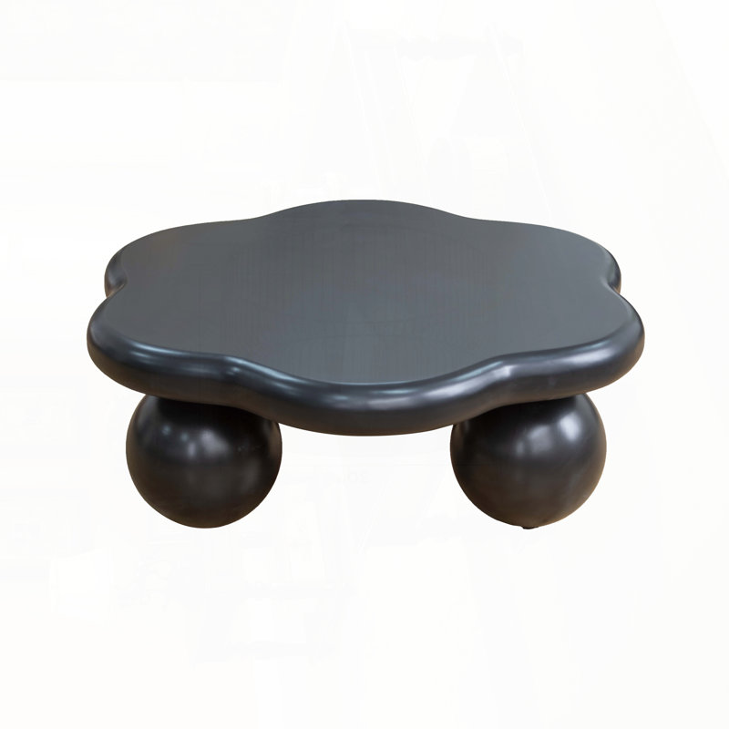 Cloud-Shaped Coffee Table with Spherical Legs – Matte Black