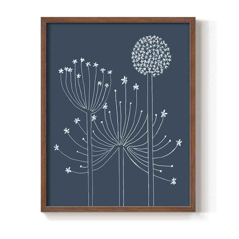Graphic Alliums II Framed Print - Solid Wood, Walnut, 15" H x 12" W