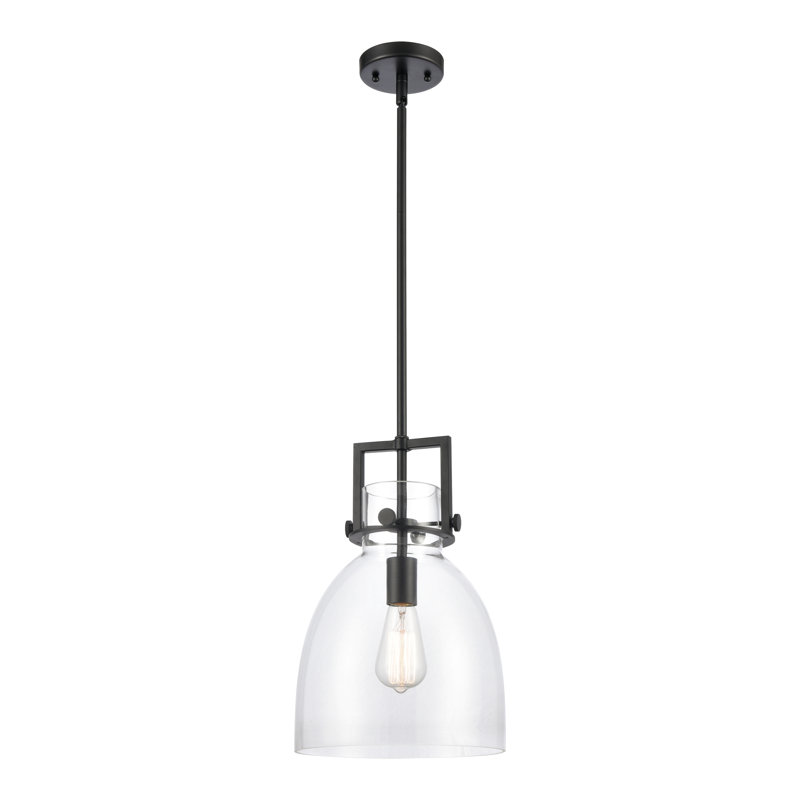 Luminaire suspendu à 1 tige Adae, H 11,75 po x l 10 po x P 10 po, Noir mat