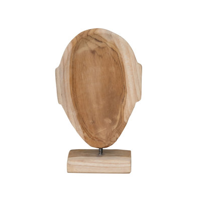 Bloomingville Hand Carved Teakwood Face Sculpture