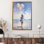 Reproduction d'art sur toile imprimée: motif de plage bleue avec ballons, toiles à cadre doré 1P