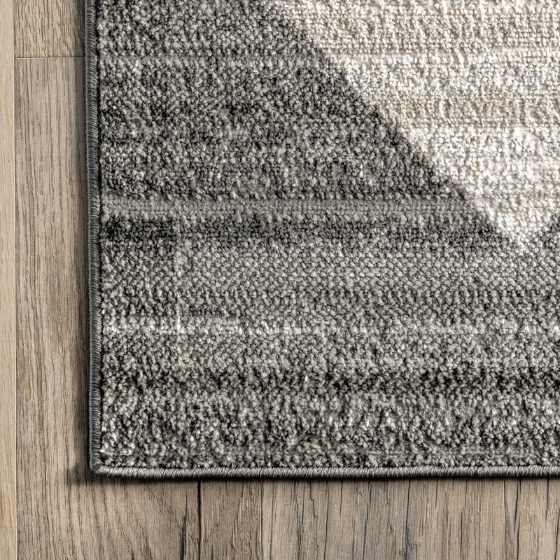 Delucia Geometric Gray/Beige Area Rug, Runner 2'6" x 6'