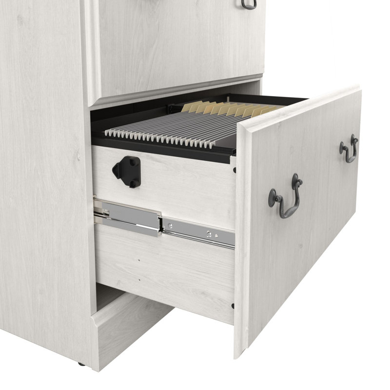 Raker 4 Piece Executive Desk Office Set, Linen White Oak