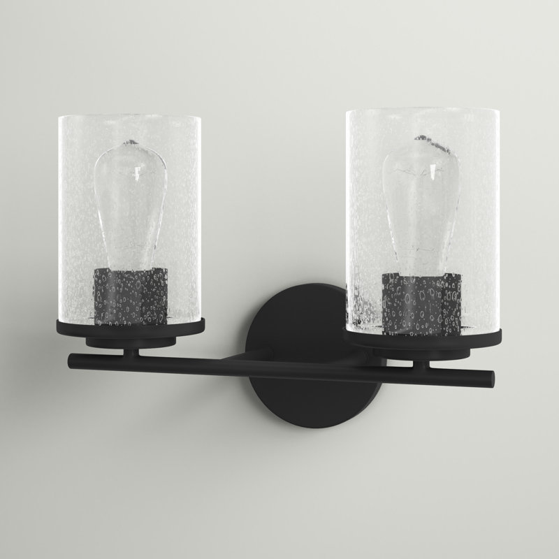 Ambroz 2-Light Dimmable Vanity Light in Matte Black, Matte Black