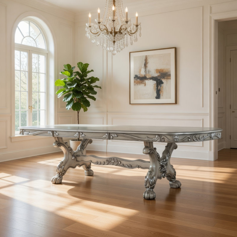 Table de salle à manger Emington, 31" H x 108" W x 46" D, Silver